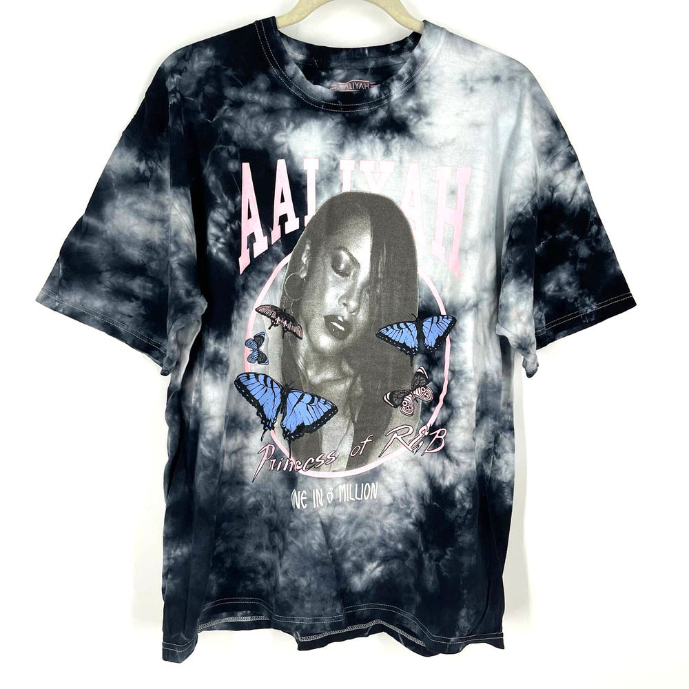 Aaliyah Princess Of R&B One In‎ A Million Portrait Tie Dye T-Shirt Size 1X NWOT